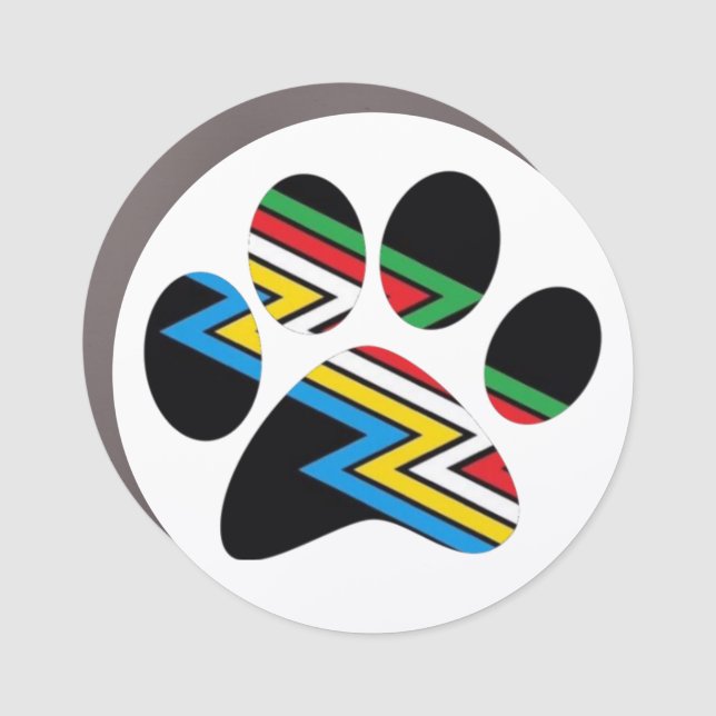 Disability Pride Flag Service Dog Paw  Car Magnet (Front)