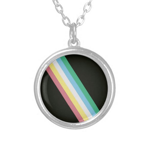 Disability Pride Flag  Silver Plated Necklace