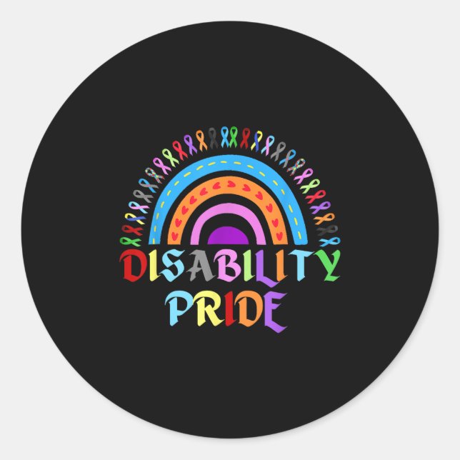 Disability Pride Month Awareness Proud Disabled _1 Classic Round Sticker (Front)