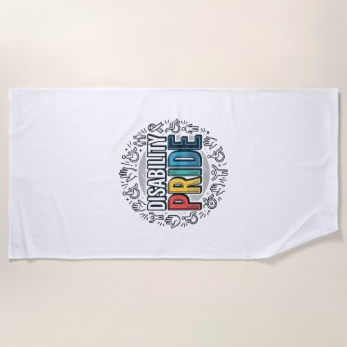 Disability Pride Vintage Inclusive Awareness Shirt Beach Towel