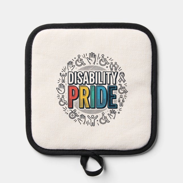 Disability Pride Vintage Inclusive Awareness Shirt Pot Holder (Front)