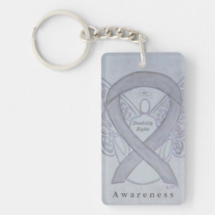 Disability Rights Angel Awareness Ribbon Keychain