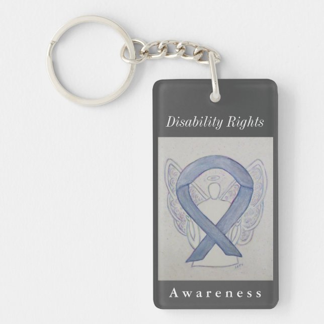Disability Rights Awareness Ribbon Angel Keychain (Front)