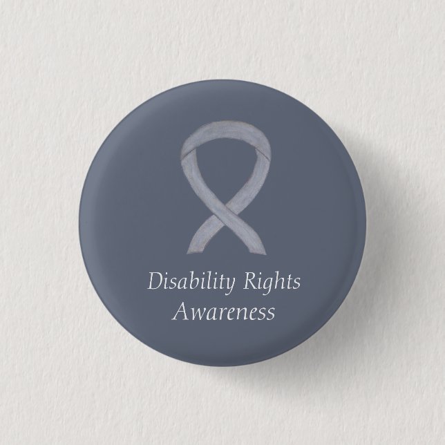 Disability Rights Awareness Ribbon Custom Pin (Front)