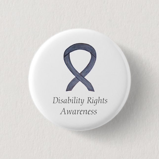 Disability Rights Awareness Ribbon Custom Pin (Front)