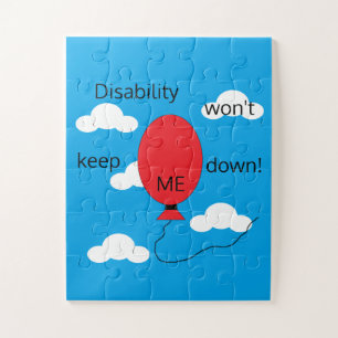 Disability won't Keep Me Down: Red White & Blue Jigsaw Puzzle