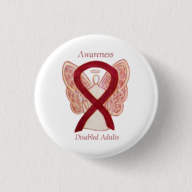Disabled Adults Awareness Angel Ribbon Art Pin (Front)