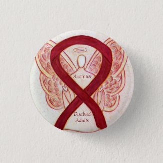Disabled Adults Awareness Angel Ribbon Art Pin