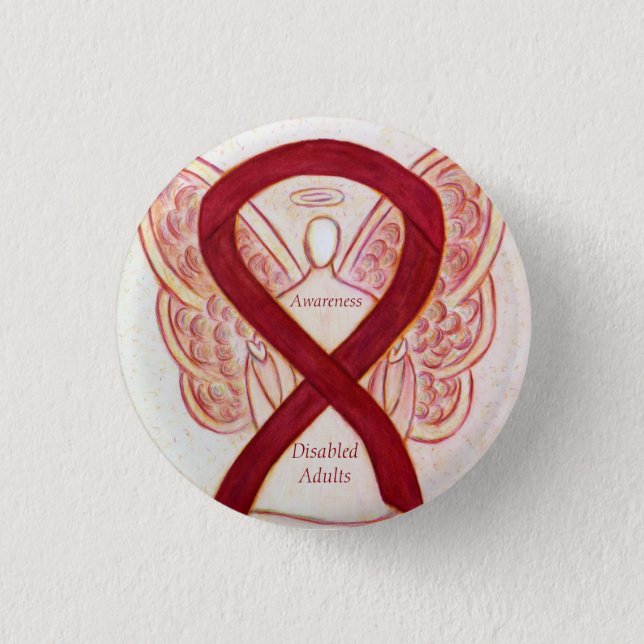 Disabled Adults Awareness Angel Ribbon Art Pin (Front)