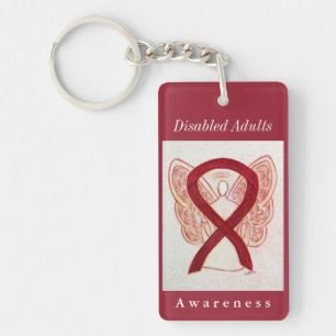 Disabled Adults Awareness Ribbon Angel Keychain