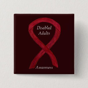 Disabled Adults Awareness Ribbon Custom Art Pin