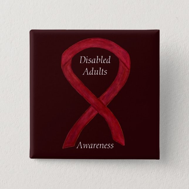 Disabled Adults Awareness Ribbon  Custom Art Pin (Front)