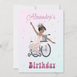 Disabled Ballerina African American Girls Pink Invitation