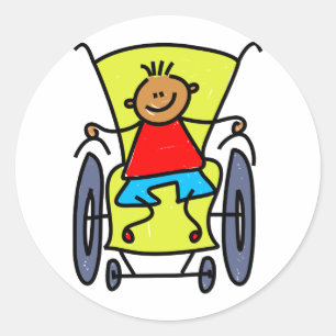 Disabled Boy Classic Round Sticker