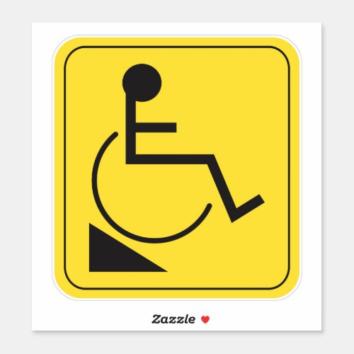 Disabled Downward Wheelchair Ramp Sticker Yellow