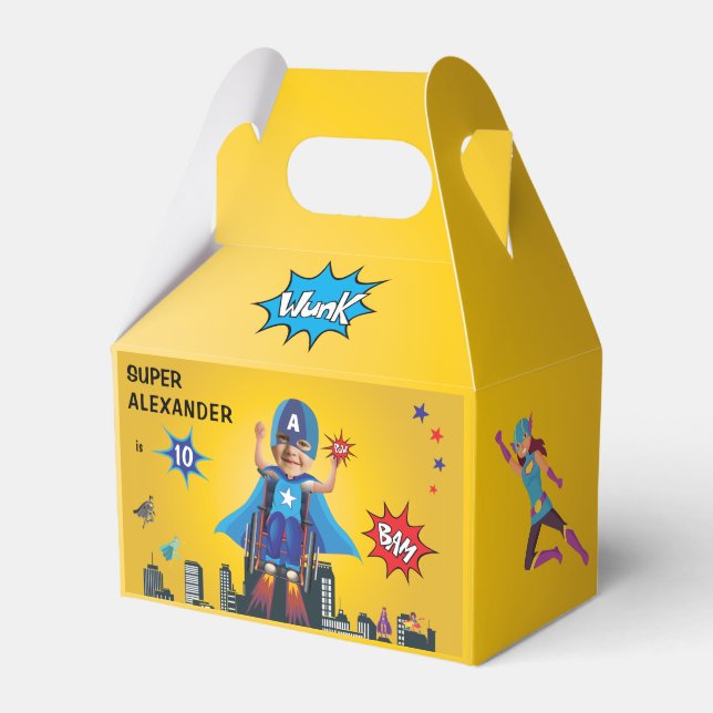 Disabled Flying Superhero Wheelchair Fun Birthday Favor Boxes (Front Side)