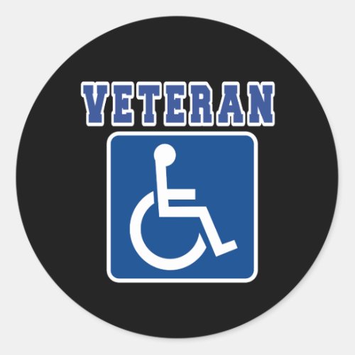 Disabled Handicapped Veteran Classic Round Sticker