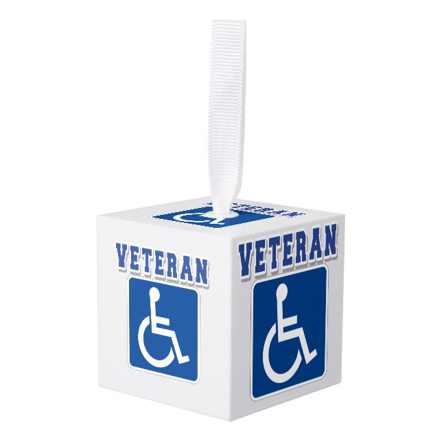 Disabled Handicapped Veteran Cube Ornament (Front Angled)