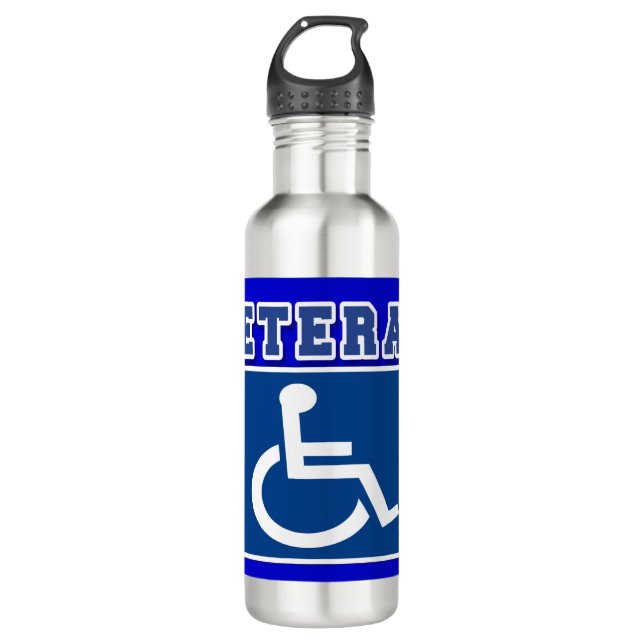 Disabled Handicapped Veteran Stainless Steel Water Bottle (Front)