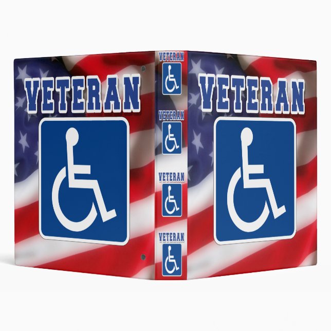 Disabled Handicapped Veteran USA 3 Ring Binder (Background)