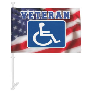 Disabled Handicapped Veteran USA Car Flag