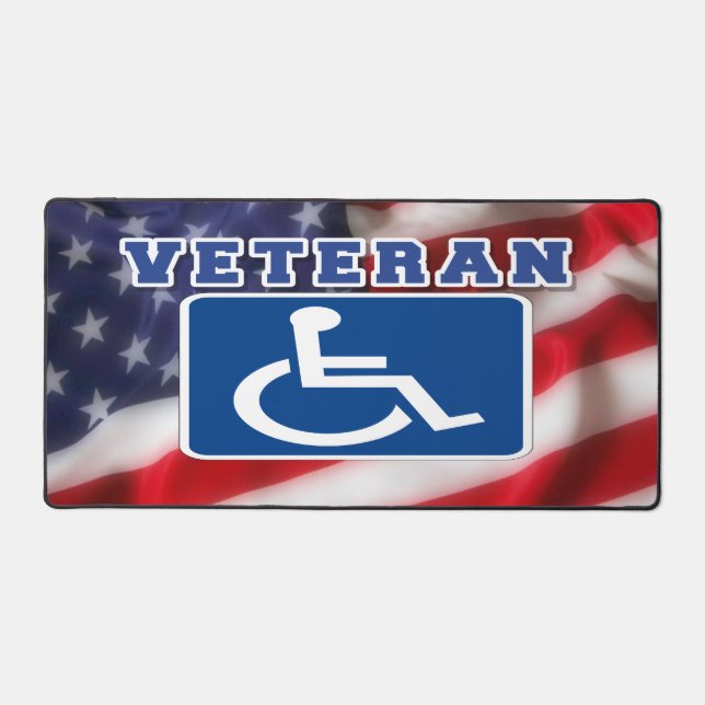 Disabled Handicapped Veteran USA Desk Mat (Front)