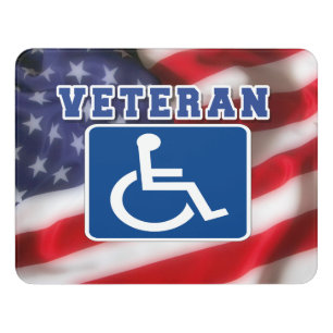 Disabled Handicapped Veteran USA Door Sign