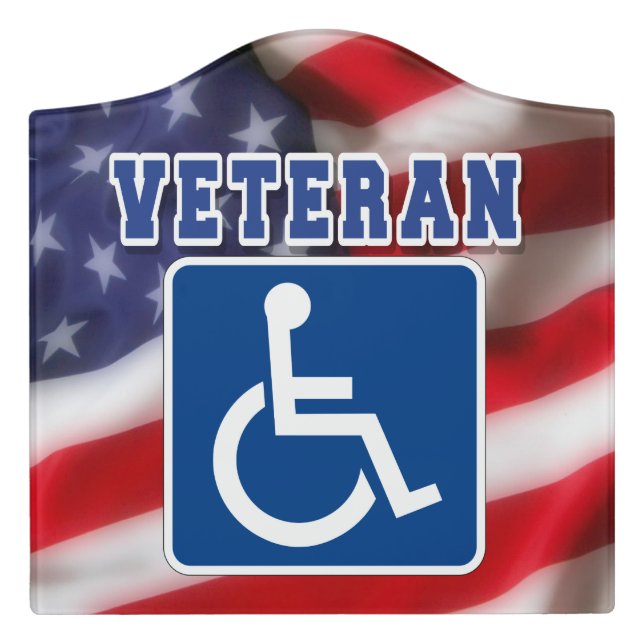 Disabled Handicapped Veteran USA Door Sign (Large Crest Front)