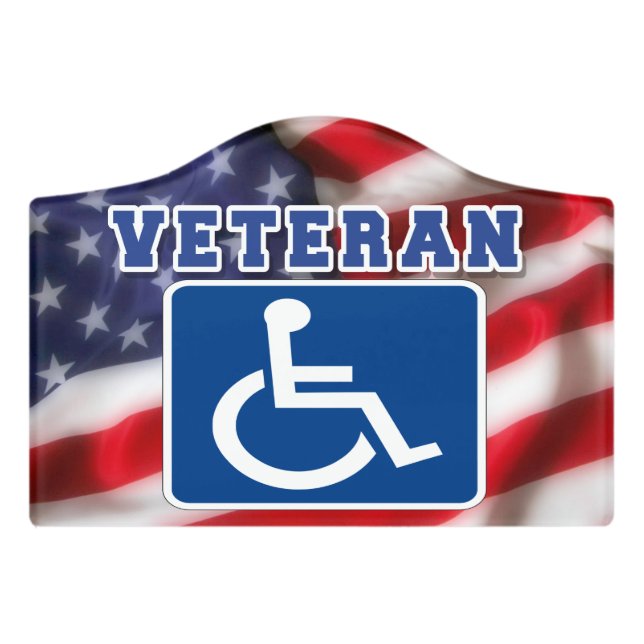 Disabled Handicapped Veteran USA Door Sign (Small Crest Front)