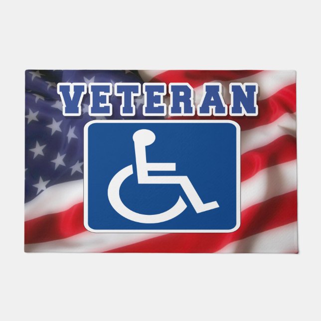 Disabled Handicapped Veteran USA Doormat (Front)