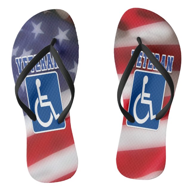Disabled Handicapped Veteran USA Flip Flops (Footbed)