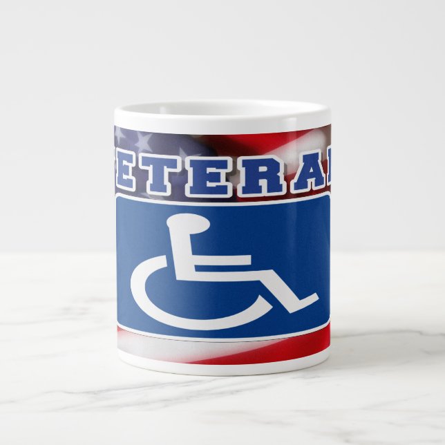 Disabled Handicapped Veteran USA Giant Coffee Mug (Front)