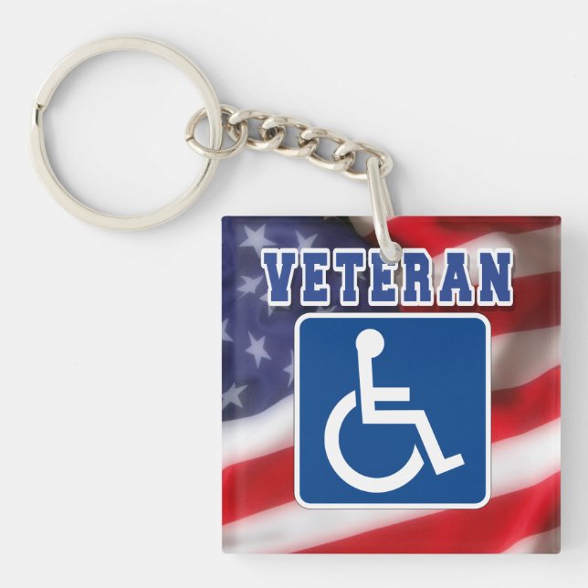Disabled Handicapped Veteran USA Keychain (Front)