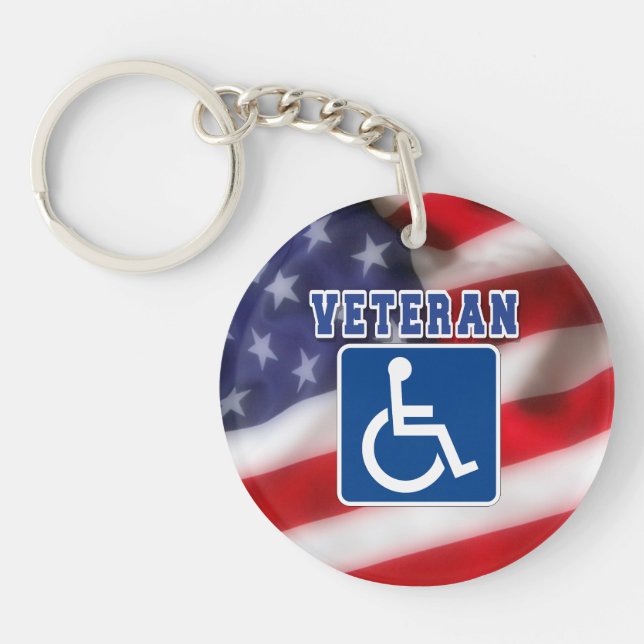 Disabled Handicapped Veteran USA Keychain (Front)