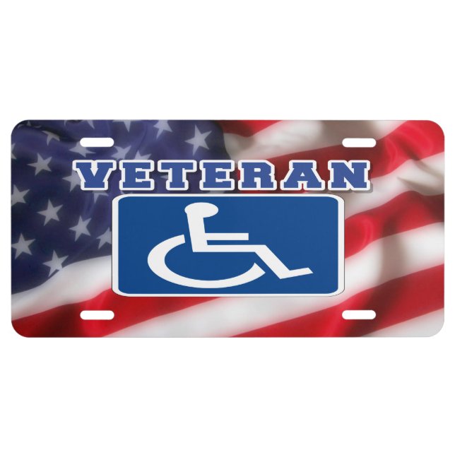 Disabled Handicapped Veteran USA License Plate (Front)