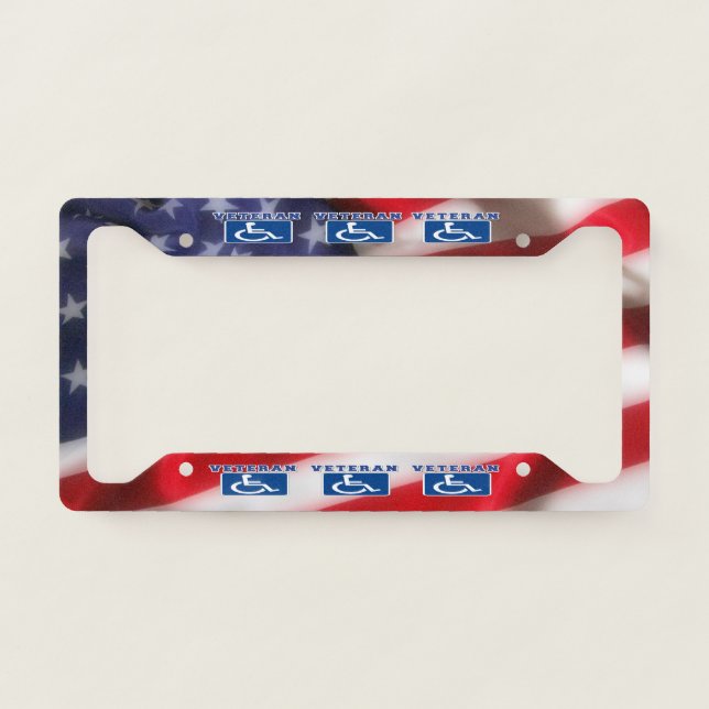 Disabled Handicapped Veteran USA License Plate Frame (Front)