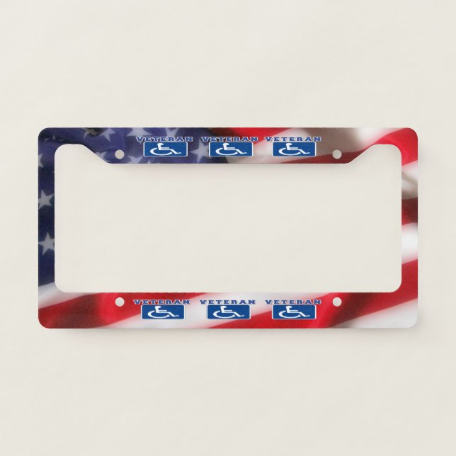 Disabled Handicapped Veteran USA License Plate Frame (Front)