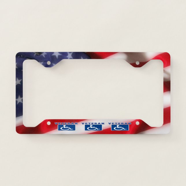 Disabled Handicapped Veteran USA License Plate Frame (Front)
