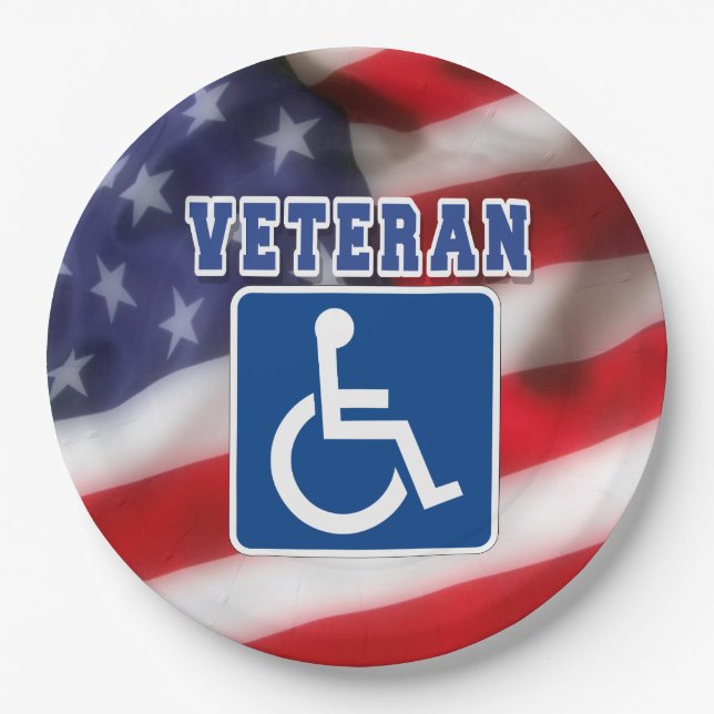 Disabled Handicapped Veteran USA Paper Plates (Front)