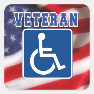 Disabled Handicapped Veteran USA Square Sticker