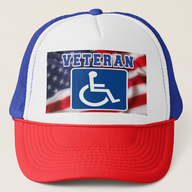 Disabled Handicapped Veteran USA Trucker Hat (Front)