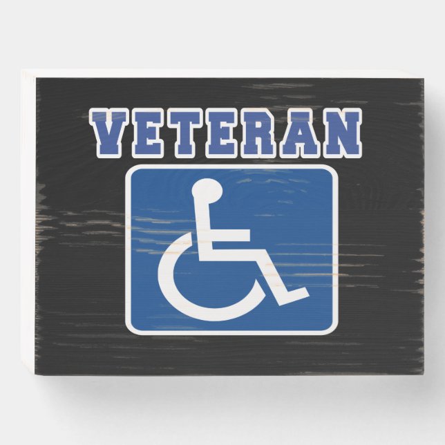 Disabled Handicapped Veteran Wooden Box Sign (Front Horizontal)