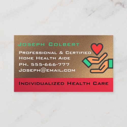 Disabled Homecare Caregiver Nurse Heart in Hand  Business Card