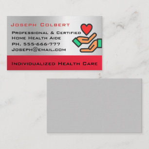 Disabled Homecare Caregiver Nurse Heart in Hand  Business Card
