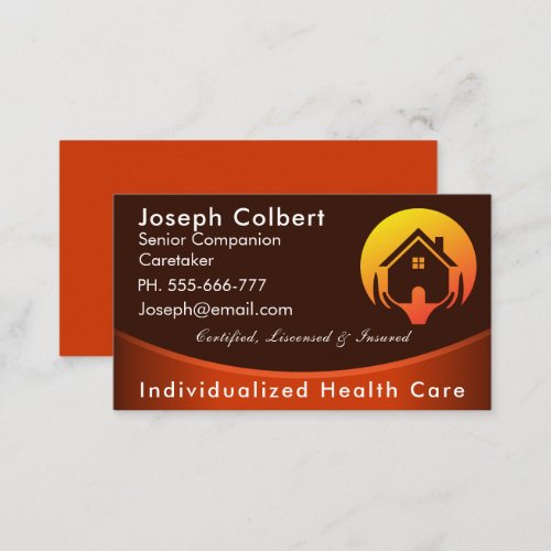 Disabled Homecare Caregiver Nurse Home in Hand Business Card