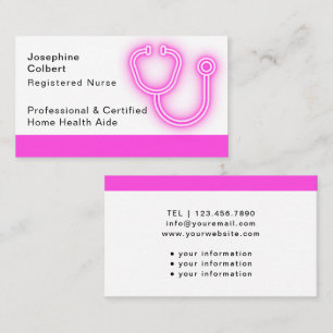 Disabled Homecare Caregiver Nurse Pink Stethoscope Business Card