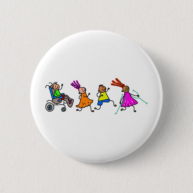Disabled Kids Pinback Button (Front)