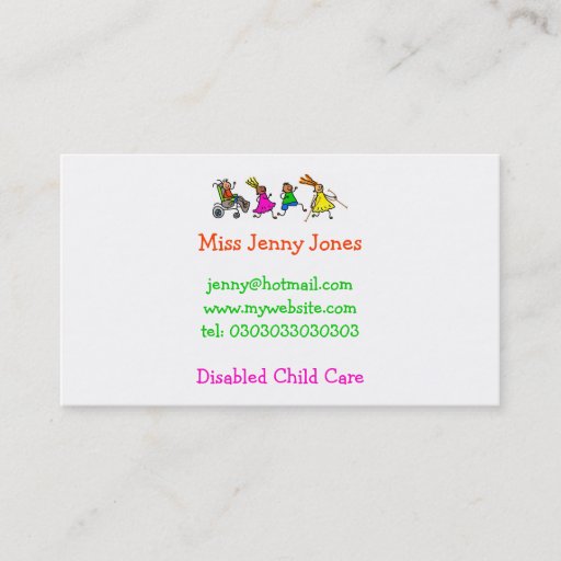 Customizable Disabled Kids, Special Needs Business Card Templates