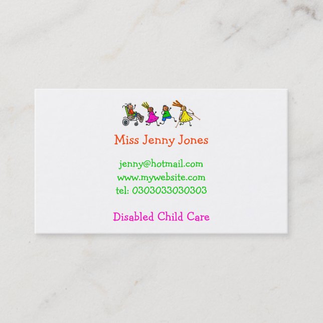Disabled Kids, Special Needs Business Card (Front)