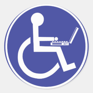 DISABLED LAPTOP CLASSIC ROUND STICKER